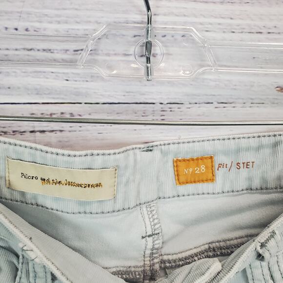 Pilcro Y2K Stet Pastel Blue Corduroy Stretch Pants Size 28 Low Rise Zip Ankle - Picture 4 of 12